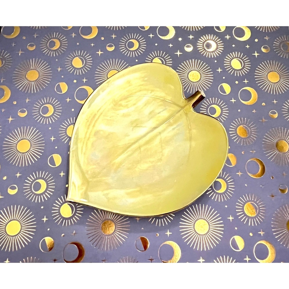 Vintage Del Coronado Pale Green Yellow Leaf Candy Dish NASCO Porcelain Gold Trim